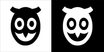 illustration, vector graphic of owl icon, in black and white, with transparent background