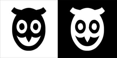 illustration, vector graphic of owl icon, in black and white, with transparent background