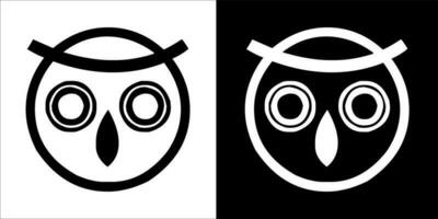 illustration, vector graphic of owl icon, in black and white, with transparent background