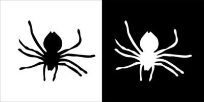 illustration, vector graphic of spider icon, in black and white, with transparent background