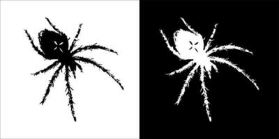 illustration, vector graphic of spider icon, in black and white, with transparent background