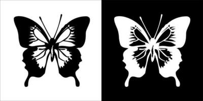 illustration, vector graphic of butterfly icon, in black and white, with transparent background