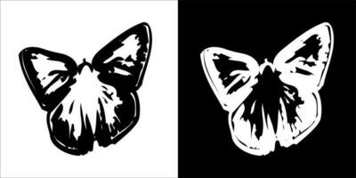 illustration, vector graphic of butterfly icon, in black and white, with transparent background