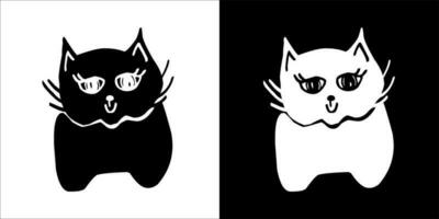 ilustración, vector gráfico de gato icono, negro y blanco color en transparente antecedentes