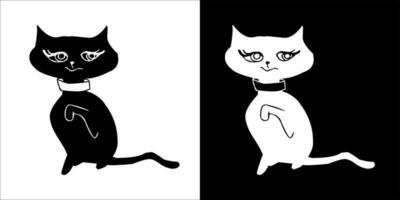 ilustración, vector gráfico de gato icono, negro y blanco color en transparente antecedentes