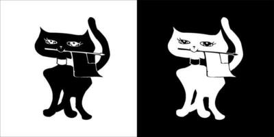 Illustration, vector graphic of cat icon, Black and white color on transparent background