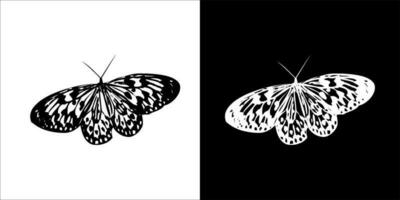 illustration, vector graphic of butterfly icon, in black and white, with transparent background