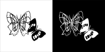 illustration, vector graphic of butterfly icon, in black and white, with transparent background