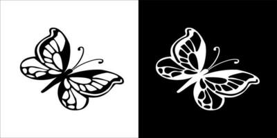 ilustración, vector gráfico de mariposa icono, negro y blanco color en transparente antecedentes