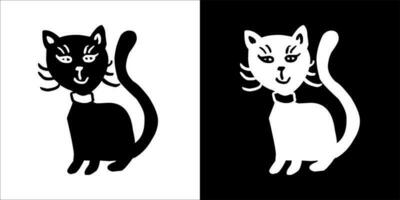 Illustration, vector graphic of cat icon, Black and white color on transparent background