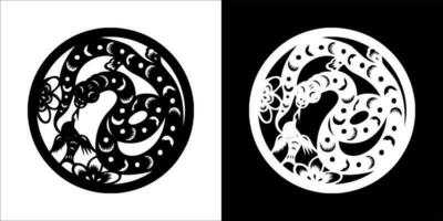 Illustration, vector graphic of snake icon, Black and white color on transparent background