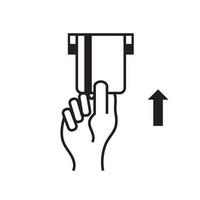 Insert credit card line icon. linear style sign for mobile concept and web design. Hand inserting card into ATM slot. Vector illustration EPS 10.