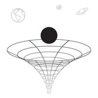 Abstract art line design. Mass gravity concept. Black hole singularity, massive black hole gravity. Vector illustration EPS 10. Editable stroke.