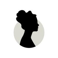 Silhouette of a female head. Vector illustration on white background.