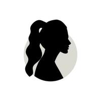 Silhouette of a female head. Vector illustration on white background.