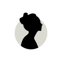 Silhouette of a female head. Vector illustration on white background.