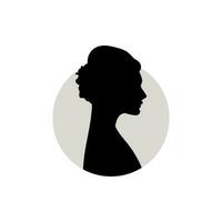 Silhouette of a female head. Vector illustration on white background.