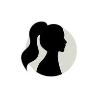 Silhouette of a female head. Vector illustration on white background.