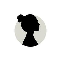 Silhouette of a female head. Vector illustration on white background.