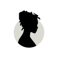 Silhouette of a female head. Vector illustration on white background.