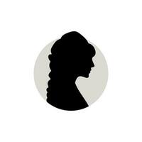 Silhouette of a female head. Vector illustration on white background.