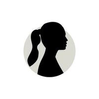 Silhouette of a female head. Vector illustration on white background.