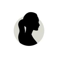 Silhouette of a female head. Vector illustration on white background.