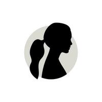 Silhouette of a female head. Vector illustration on white background.