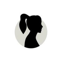 Silhouette of a female head. Vector illustration on white background.