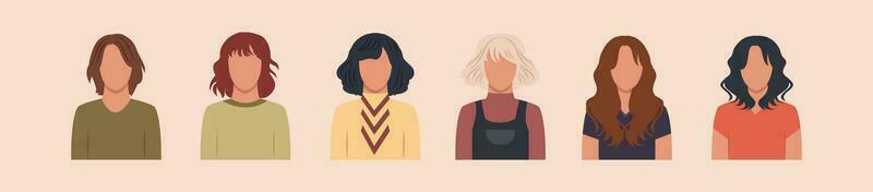 conjunto de diferente personas retratos de diverso grande negocio equipo vector plano ilustraciones. colección de avatares de gente, hombres y mujer. grupo de contento sonriente compañeros de trabajo