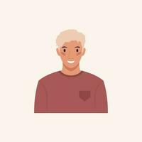 Half body handsome man colorful portrait. Avatars for social networks. Vector illustration in flat style.