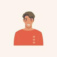 Half body handsome man colorful portrait. Avatars for social networks. Vector illustration in flat style.