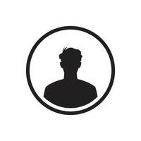 Monochrome man avatar silhouette with half circle. User icon vector in trendy flat design.