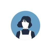 Round profile image of woman avatar for social networks. Fashion, beauty, blue and black. Bright vector illustration in trendy style.