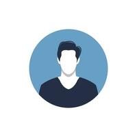 Round profile image of man avatar for social networks. Fashion, beauty, blue and black. Bright vector illustration in trendy style.