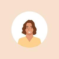 Profile image of woman avatar for social networks with half circle. Fashion vector. Bright vector illustration in trendy style.