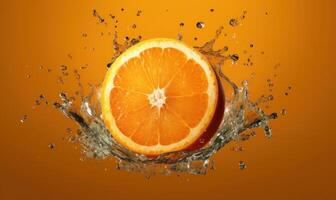 Orange Advertising Background For Social Media Post, Juicy Fruit for Healthy Nutrition. photo