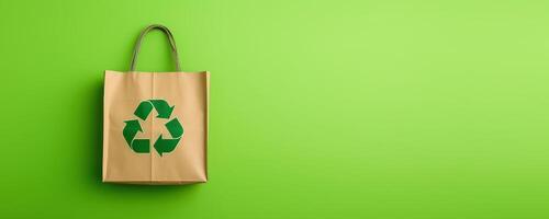 Eco Recycle Bag Concept with Copy Space, No Plastic Bag, Stop Using Disposable Package. photo