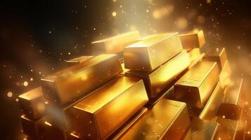 Stack of Gold Bars Background, Financial Concepts, Global Recession and Economic Crisis. photo