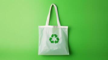 Eco Recycle Bag Background, No Plastic Bag Concept, Stop Using Disposable Package. photo