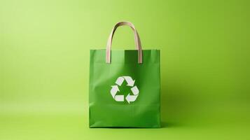 Eco Recycle Bag Background, No Plastic Bag Concept, Stop Using Disposable Package. photo