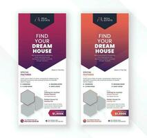 Modern iconic clean and minimal real estate agency roll up display exhibition banner vector