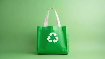 eco reciclar bolso fondo, No el plastico bolso concepto, detener utilizando desechable paquete. generativo ai foto