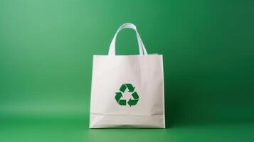 Eco Recycle Bag Background, No Plastic Bag Concept, Stop Using Disposable Package. photo