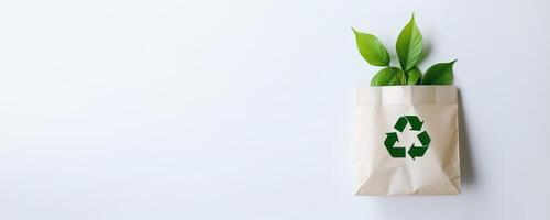 Eco Recycle Bag Concept with Copy Space, No Plastic Bag, Stop Using Disposable Package. photo