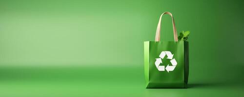 Eco Recycle Bag Concept with Copy Space, No Plastic Bag, Stop Using Disposable Package. photo