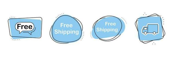 Free shipping delivery service set of icon. Fast time delivery order. Quick shipping delivery icons vector