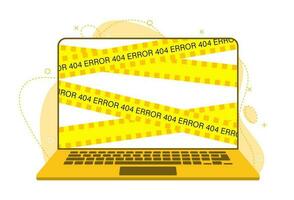 An error on the laptop screen. Broken device needs repair illustration vector