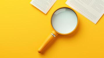 magnifying Glass Searching for a New Job or Employee, We Are Hiring, Job Vancancy Concept. photo