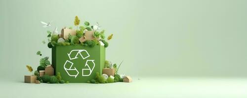 reciclaje concepto, reciclar firmar para ecológico cero residuos estilo de vida. generativo ai foto
